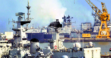 Smoke billows out from INS Kolkata in Mumbai on Friday