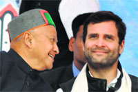 CM Virbhadra Singh with AICC VP Rahul Gandhi in Dharamsala