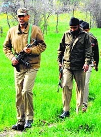 Security personnel in Khrew village of Pulwama