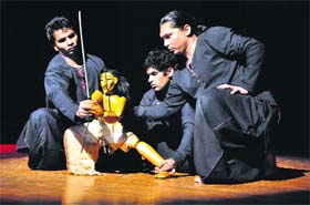 In Sync: Artistes perform the play, "About Ram", at the Fifth National Theatre Festival at the Tagore Theatre, Sector 18, Chandigarh, on Friday