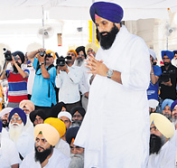 Bikram Singh Majithia at Akal Takht in Amritsar on Thursday.
