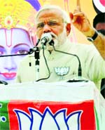 BJPs PM nominee Narendra Modi at a rally in Faizabad on Monday.