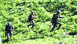 Jawans during a search operation along the LoC in Poonch on Sunday
