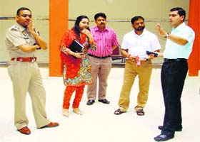 Deputy Commissioner Rajat Aggarwal takes stock of arrangements at a counting centre on the Punjab Agricultural University campus in Ludhiana on Monday