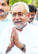 Bihar CM Nitish Kumar after submitting his resignation to the Governor in Patna on Saturday.