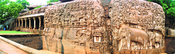 By the seashore, in Mahabalipuram stands the Pandava ratha carved out of monoliths. It revives memories of the legendary battle of Mahabharata in Kurukshetra.