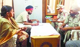 The police record the victim’s statement in Jagraon on Wednesday