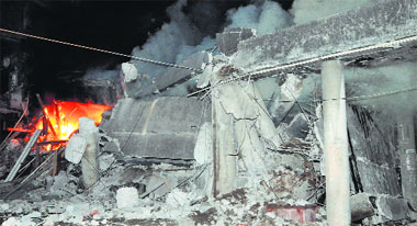 Building of National Institute of Electronic and Information Technology collapsed after a major fire in Sector 17, Chandigarh, on Sunday. 