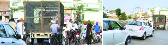 Traffic jams are a routine occurrence at the level crossing on Jagera Road at Mandi Ahmedgarh. The authorities have done nothing to tide over the problem.