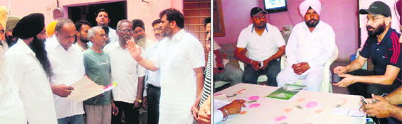 (Left) NK Sharma, MLA, Dera Bassi, interacts with family members of Dappar village youths who are stranded in Iraq, on Sunday afternoon; and (right) Mohali SDM Lakhmir Singh interacts with family members of a youth trapped in Iraq on Sunday in Mohali.