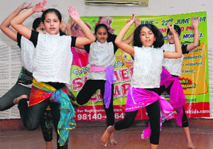 Students take part in a cultural event organised by Shemrock School, Mohali, at Indera Holiday Home, Sector 24, Chandigarh, on Sunday.