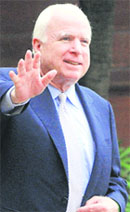 US Senator John McCain in New Delhi on Wednesday.