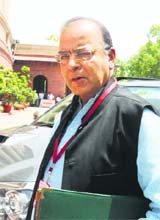 Finance Minister Arun Jaitley arrives at Parliament.
