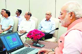 PM Narendra Modi at the launch of “MyGov portal” in New Delhi