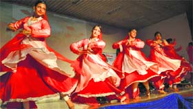 Students present a cultural programme during the Toppers’ Day celebrations at BCM Arya Model School in Ludhiana on Saturday.