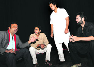 Artistes from the Theatre Wala Group stage “Mujhse Pehli Si Mohabbat Mere Mehboob Na Maang”, a play on the life of Pakistani poet Faiz Ahmed Faiz to commemorate his birth centenary, during the Third TFT Summer Theatre Festival at the Punjab Kala Bhawan in Sector 16, Chandigarh, on Monday.