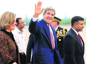 US Secretary of State John Kerry arrives in New Delhi on a three-day visit to India on Wednesday.