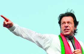 Imran Khan addresses protesters in Islamabad on Thursday