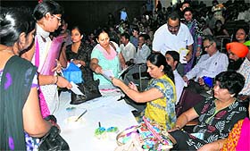 Students during the BCom admissions at the Law Auditorium in Panjab University.