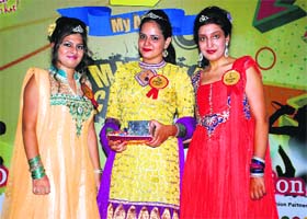 Winners of the Miss Fresher contest at the DD Jain College of Education in Ludhiana