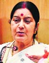 External Affairs Minister Sushma Swaraj addresses a press meet at Jawaharlal Nehru Bhawan in New Delhi on Monday. PTI