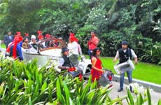 Groom being led by the traditional beats of dhol