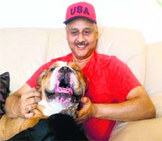Gurneet with his English bulldog Rusty