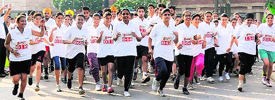 A mini marathon was organised by Fortis Hospital and Chandigarh University on the occasion of World Heart Day in Mohali on Sunday.