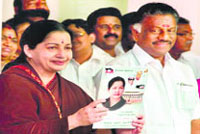 J Jayalalithaa with o Panneerselvam (R)