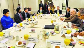 Prime Minister Narendra Modi during a meeting with CEOs in New York on Monday