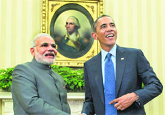 Prime Minister Narendra Modi and US President Barack Obama after a meeting in the Oval Office of the White House on Tuesday. AFP