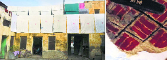 Government Primary School, Kundanpuri, in Ludhiana; (right) The ceiling of a classroom in bad shape at Government Primary School, Kundanpuri, in Ludhiana.