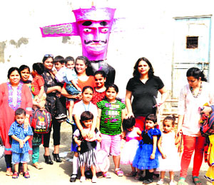 Students of Maple Bear Pre-School celebrate Dasehra on the school premises in Ludhiana.