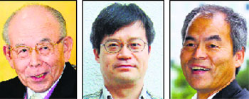 A combination of photos shows three winners of Nobel Prize for Physics Prof Isamu Akasaki, Prof Hiroshi Amano, and Shuji Nakamura. AP/PTI