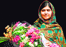 Youngest Nobel winner: Pakistani rights activist Malala Yousafzai in Birmingham on Friday