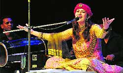 Sufi singer Mamta Joshi performs at Tagore Theatre in Chandigarh on Sunday