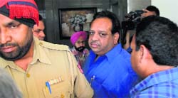 CPS Avinash Chander at the ED office in Jalandhar.