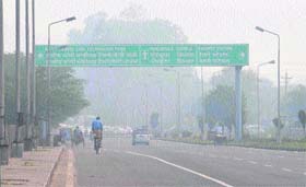 Misty view: Smog was visible in Chandigarh on Saturday