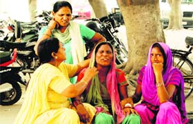 Family members of Simran who died due to burn injuries at the Civil Hospital in Mohali on Saturday