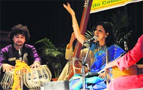 Manjusha Patil performs at the Bharatiya Vidya Bhawan in Sector 27, Chandigarh, on Saturday