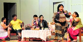 Artistes stage a play, Viaah, at Tagore Theatre in Sector 18, Chandigarh, on Monday.