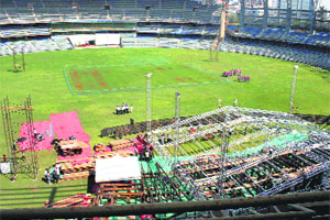 Preparations in full swing at the Wankhede stadium in Mumbai