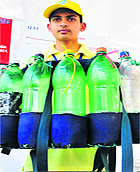 Adil Azaz from Government Higher Secondary School, Resai, Jammu, with his model.
