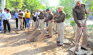 Nilambari Vijay Jagdale, Deputy Commissioner of Police, carried out a cleanliness drive at the Police Lines on Saturday. Senior police officials also planted saplings.