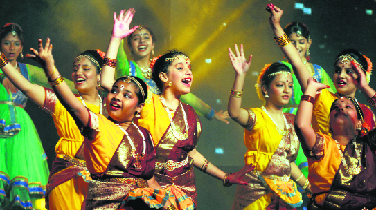 Students of Sacred Heart Convent School present a dance.