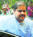 TMC MP Srinjoy Bose at the CBI office in Kolkata on Friday.