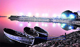 With the winter chill setting in, Sukhna Lake wears a deserted look in Chandigarh on Monday evening.
