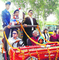 Principal Group Capt LN Sharma (in black blazer) with the Raksha Mantri Trophy. The school has sent maximum number of cadets to NDA.