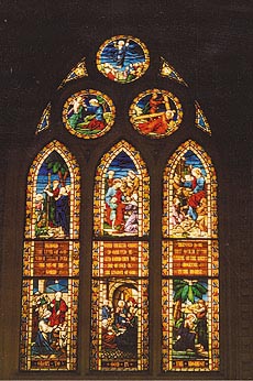 The earliest stained glass dates from the 11th century onwards
