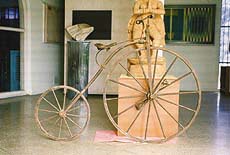 The ‘masterpiece’ bicycle resting against another artefact at the Museum and Arts Gallery, Punjabi University, Patiala